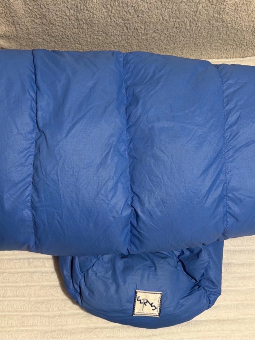 Vintage EMS Mummy Goose Down Sleeping Bag W Storage Sack Eastern Mountain Sports